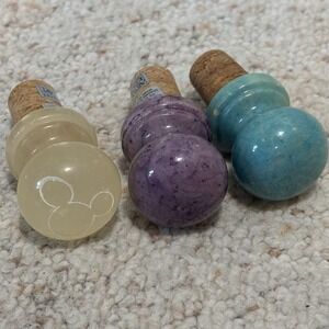 EPCOT  Disney World Alabaster Wine Bottle Stoppers Set of 3 Corks Made In Italy
